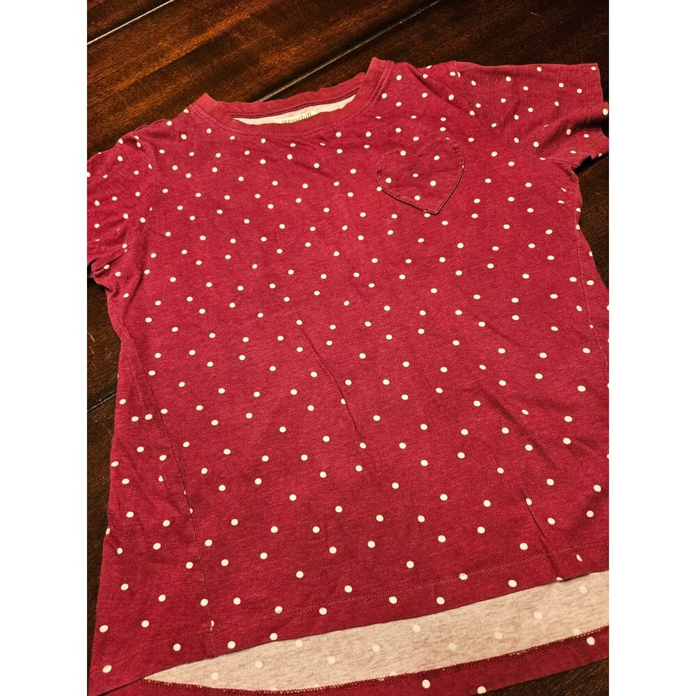 Sugarhill Brighton Red White Polka Dot Organic Cotton Tee Sz 2